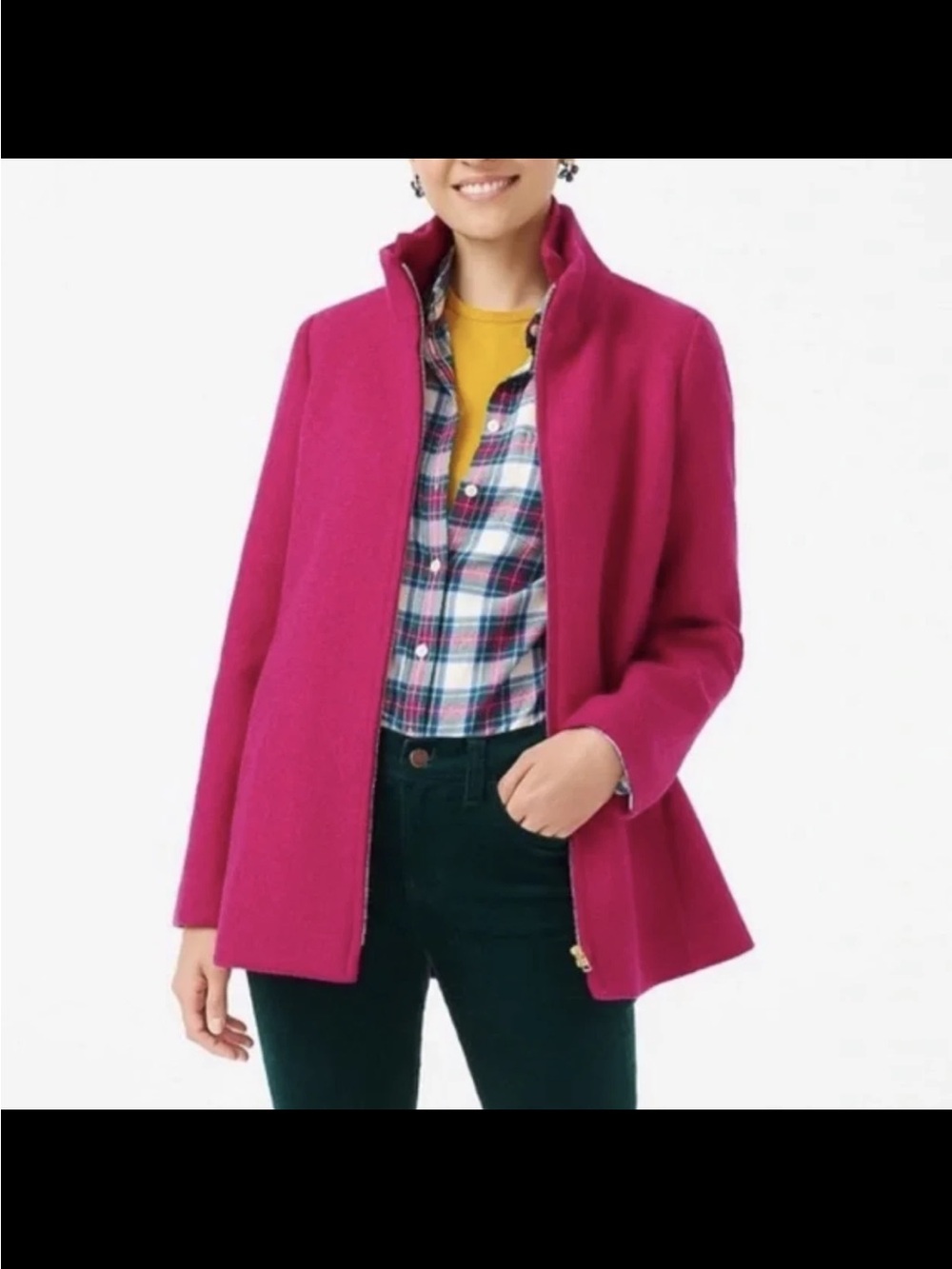 J. Crew Magenta Pink Wool Stadium Pea Coat Jacket Women’s Sz 18